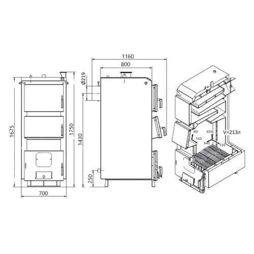 Котел твердотопливный стальной Thermo Alliance Vulcan Plus V 4.0 VPSFW 50