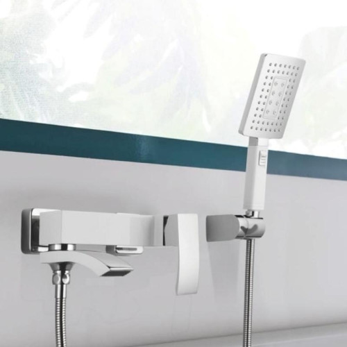 Смеситель для ванны Qtap Swan Cascada с поворотным изливом (c душевым гарнитуром) QTSWA260CRM45565 Chrome