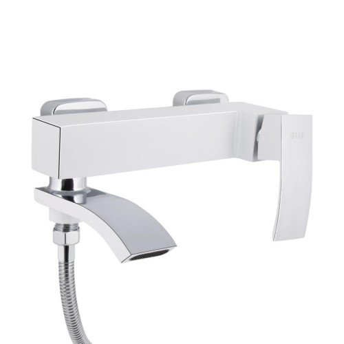 Смеситель для ванны Qtap Swan Cascada с поворотным изливом (c душевым гарнитуром) QTSWA260CRW45569 Chrome/White