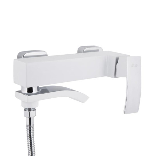 Смеситель для ванны Qtap Swan Cascada с поворотным изливом (c душевым гарнитуром) QTSWA260CRW45569 Chrome/White
