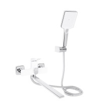 Смеситель для ванны Qtap Presto с длинным поворотным изливом (c душевым гарнитуром) QTPRE2601CRW45578 Chrome/White