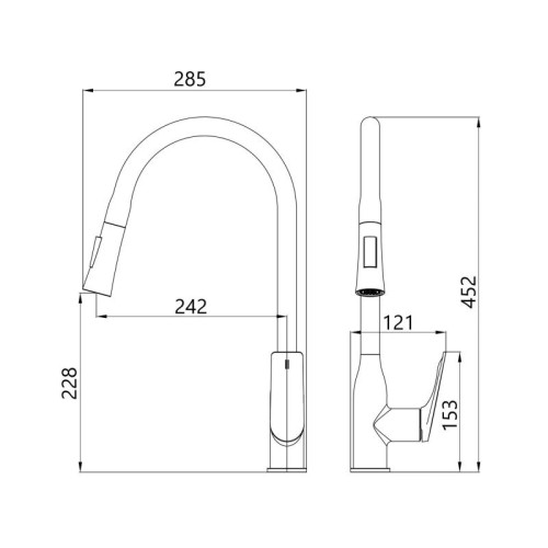 Смеситель для кухни Qtap Vlasta New с выдвижным изливом QTVLA344CRM45646 Chrome