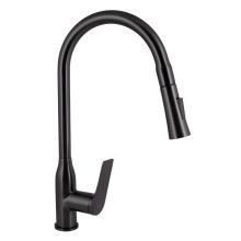 Смеситель для кухни Qtap Vlasta New с выдвижным изливом QTVLA344GMB45647 Gunmetal Black PVD