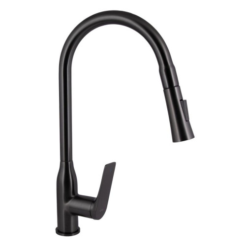 Смеситель для кухни Qtap Vlasta New с выдвижным изливом QTVLA344GMB45647 Gunmetal Black PVD