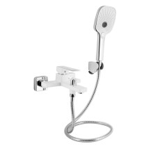 Смеситель для ванны Qtap Gemini (c душевым гарнитуром) QTGEM259CRW45683 Chrome/White Смеситель для ванны Qtap Gemini (c душевым гарнитуром) QTGEM259CRW45683 Chrome/White