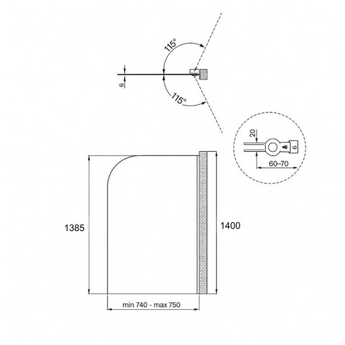 Штора на ванну Qtap Standard BLM407513APR стекло Pear 6 мм, 75х140 см, правая Штора на ванну Qtap Standard BLM407513APR стекло Pear 6 мм, 75х140 см, правая