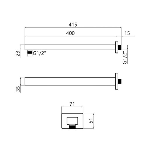 Кронштейн для верхнего душа Qtap Trubice 400 мм прямоугольный QTTRU120BLM45929 Black Matt Кронштейн для верхнего душа Qtap Trubice 400 мм прямоугольный QTTRU120BLM45929 Black Matt