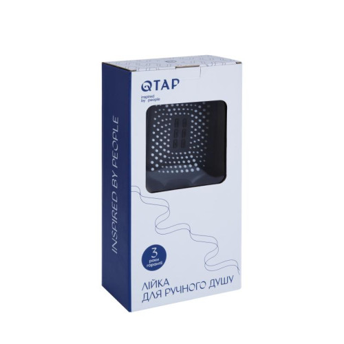 Лейка для ручного душа Qtap Rucni 140x110 мм прямоугольная QTRUC125BLM45955 Black Matt