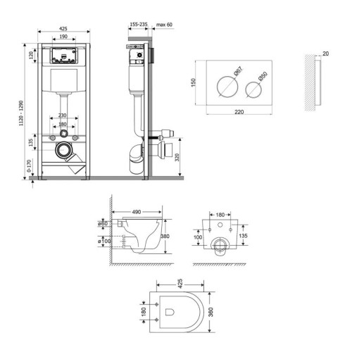 Готовое решение Qtap для ванной комнаты: подвесной унитаз Taurus Ultra Quiet 485×360×350 + комплект инсталляции Nest 4 в 1 (круглая клавиша White) Готовое решение Qtap для ванной комнаты: подвесной унитаз Taurus Ultra Quiet 485×360×350 + комплект инсталляции Nest 4 в 1 (круглая клавиша White)