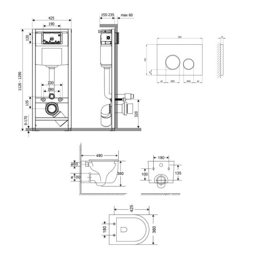 Готовое решение Qtap для ванной комнаты: подвесной унитаз Taurus Ultra Quiet 485×360×350 + комплект инсталляции Nest 4 в 1 (круглая клавиша Satin) Готовое решение Qtap для ванной комнаты: подвесной унитаз Taurus Ultra Quiet 485×360×350 + комплект инсталляции Nest 4 в 1 (круглая клавиша Satin)