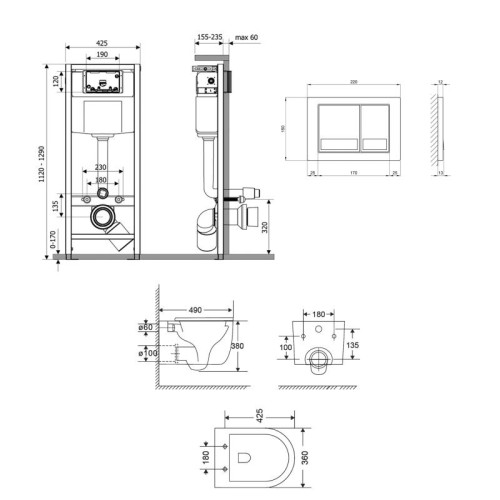 Готовое решение Qtap для ванной комнаты: подвесной унитаз Taurus Ultra Quiet 485×360×350 + комплект инсталляции Nest 4 в 1 (квадратная клавиша Satin) Готовое решение Qtap для ванной комнаты: подвесной унитаз Taurus Ultra Quiet 485×360×350 + комплект инсталляции Nest 4 в 1 (квадратная клавиша Satin)