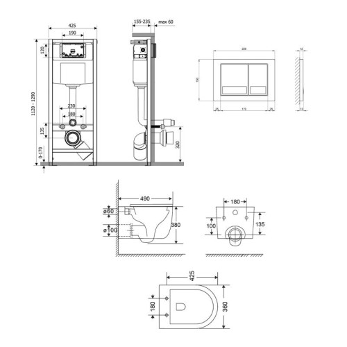 Готовое решение Qtap для ванной комнаты: подвесной унитаз Taurus Ultra Quiet 485×360×350 + комплект инсталляции Nest 4 в 1 (квадратная клавиша Chrome) Готовое решение Qtap для ванной комнаты: подвесной унитаз Taurus Ultra Quiet 485×360×350 + комплект инсталляции Nest 4 в 1 (квадратная клавиша Chrome)