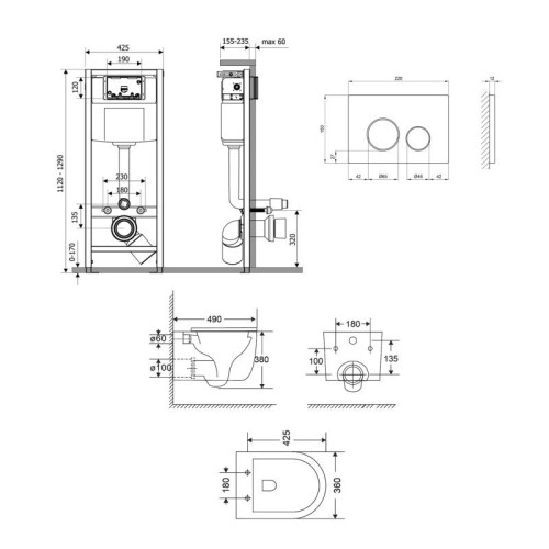 Готовое решение Qtap для ванной комнаты: подвесной унитаз Taurus Ultra Quiet 485×360×350 + комплект инсталляции Nest 4 в 1 (круглая клавиша Chrome) Готовое решение Qtap для ванной комнаты: подвесной унитаз Taurus Ultra Quiet 485×360×350 + комплект инсталляции Nest 4 в 1 (круглая клавиша Chrome)