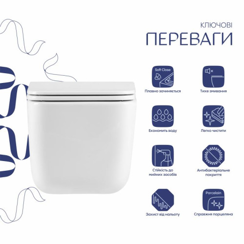Готовое решение Qtap для ванной комнаты: подвесной унитаз Gemini Ultra Quiet 520×360×350 + комплект инсталляции Nest 4 в 1 (квадратная клавиша Chrome)