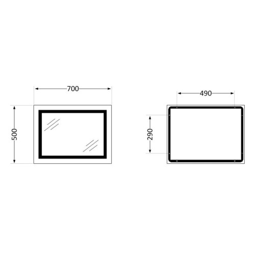 Зеркало Qtap Cardinal (CA1) 700х500 с LED-подсветкой Touch, с антизапотеванием, с диммером, рег. темп. цвета (3000-6500K) QT0478C5070