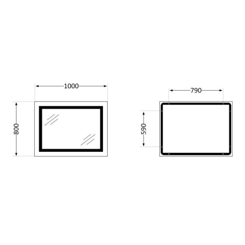 Зеркало Qtap Cardinal (CA1) 1000х800 с LED-подсветкой Touch, с антизапотеванием, с диммером, рег. темп. цвета (3000-6500K) QT0478C10080