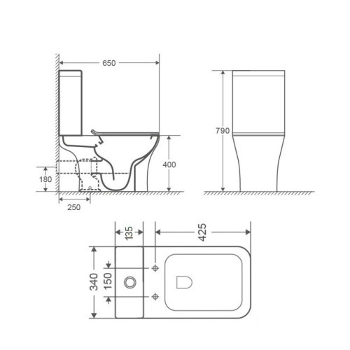Унитаз-компакт Qtap Presto Quadro безободковый с сиденьем Soft-close QT24221215AW