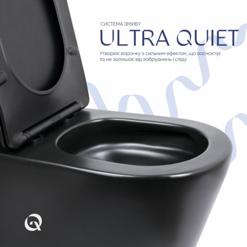 Унитаз напольный Qtap Scorpio Ultra Quiet безободковый с сиденьем Soft-Close MATT BLACK QT14226088AMB