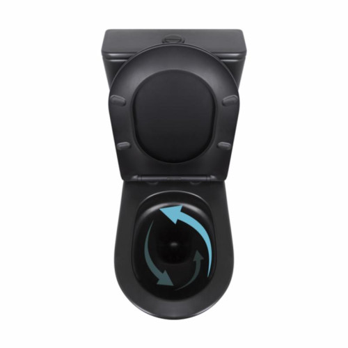 Унитаз напольный Qtap Robin Ultra Quiet безободковый с сиденьем Soft-Close MATT BLACK QT13226083AMB