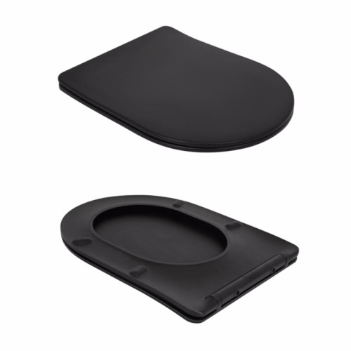 Унитаз напольный Qtap Robin Ultra Quiet безободковый с сиденьем Soft-Close MATT BLACK QT13226083AMB