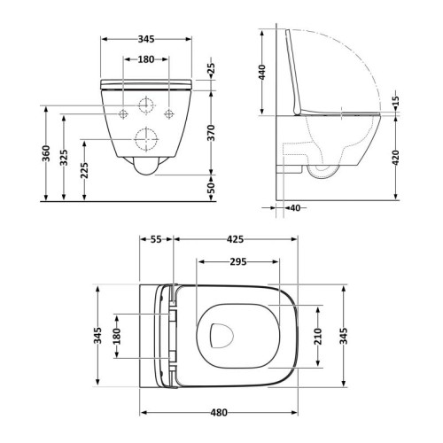 Унитаз подвесной Qtap Tern New Ultra Quiet с сиденьем с сиденьем Soft-Close MATT BLACK QT17332303ASMB