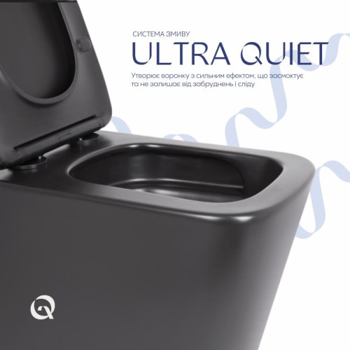 Унитаз подвесной Qtap Tern New Ultra Quiet с сиденьем с сиденьем Soft-Close MATT BLACK QT17332303ASMB