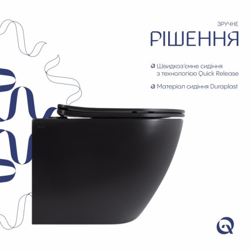 Унитаз подвесной Qtap Robin New Ultra Quiet с сиденьем с сиденьем Soft-Close MATT BLACK QT13332381АSMB Унитаз подвесной Qtap Robin New Ultra Quiet с сиденьем с сиденьем Soft-Close MATT BLACK QT13332381АSMB