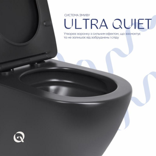 Унитаз подвесной Qtap Robin New Ultra Quiet с сиденьем с сиденьем Soft-Close MATT BLACK QT13332381АSMB Унитаз подвесной Qtap Robin New Ultra Quiet с сиденьем с сиденьем Soft-Close MATT BLACK QT13332381АSMB