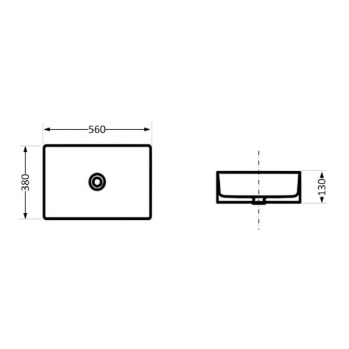 Раковина накладная Qtap Virgo N прямоугольная без донного клапана WHITE QT18116308W