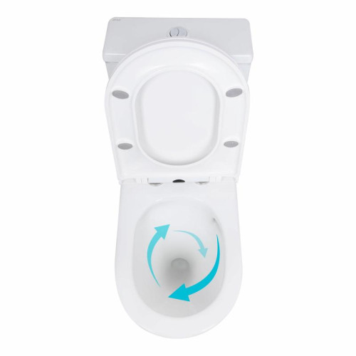 Унитаз-моноблок напольный Qtap Kolibri Ultra Quiet безободковый с сиденьем Soft-close WHITE QT10226380W