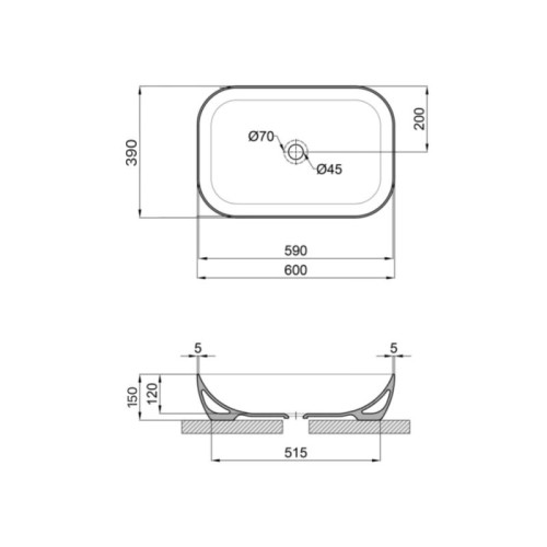 Раковина-чаша Qtap Robin 600x390x150 Matt black QT132143PMBMBN