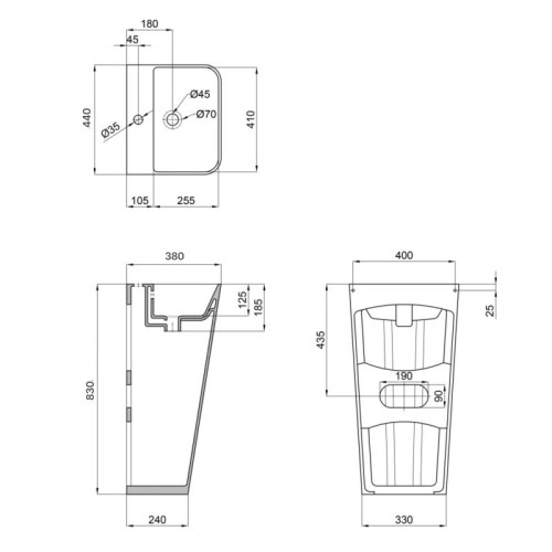 Раковина напольная моноблок Qtap Tern 440х380х830mm White QT1711G302WN Раковина напольная моноблок Qtap Tern 440х380х830mm White QT1711G302WN