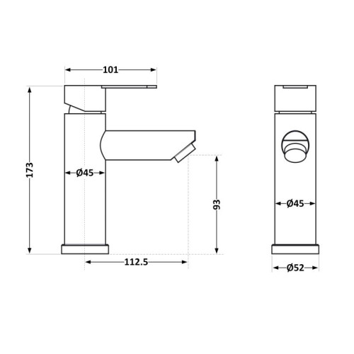 Смеситель для раковины Brinex Pure 001F низкий  Nickel BRIPUR001FNKL