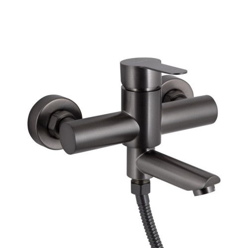 Смеситель для ванны Brinex Pure 006 с поворотным изливом (с душевым гарнитуром) Gunmetal Black BRIPUR006GRP