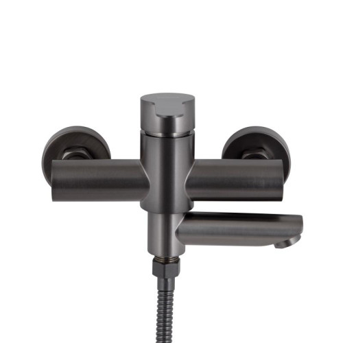 Смеситель для ванны Brinex Pure 006 с поворотным изливом (с душевым гарнитуром) Gunmetal Black BRIPUR006GRP