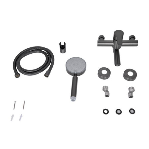 Смеситель для ванны Brinex Pure 006 с поворотным изливом (с душевым гарнитуром) Gunmetal Black BRIPUR006GRP