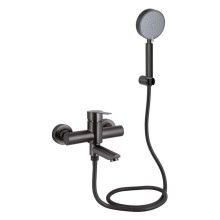 Смеситель для ванны Brinex Pure 006 с поворотным изливом (с душевым гарнитуром) Gunmetal Black BRIPUR006GRP Смеситель для ванны Brinex Pure 006 с поворотным изливом (с душевым гарнитуром) Gunmetal Black BRIPUR006GRP