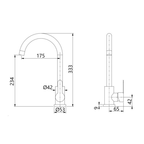 Смеситель для кухни U-образный Brinex Pure 015F U-образный  Graphite BRIPUR015FGRP
