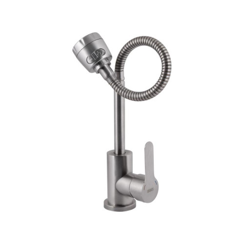 Смеситель для кухни Brinex Pure 015F41 с гибким изливом   Nickel BRIPUR015F41NKL