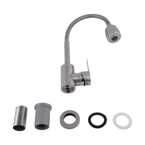 Смеситель для кухни Brinex Pure 015F41 с гибким изливом   Nickel BRIPUR015F41NKL
