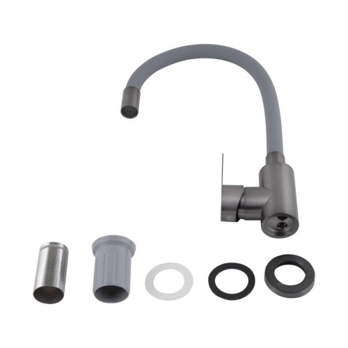 Смеситель для кухни Brinex Pure 015F3 с гибким изливом   Graphite/Grey BRIPUR015F3GRG