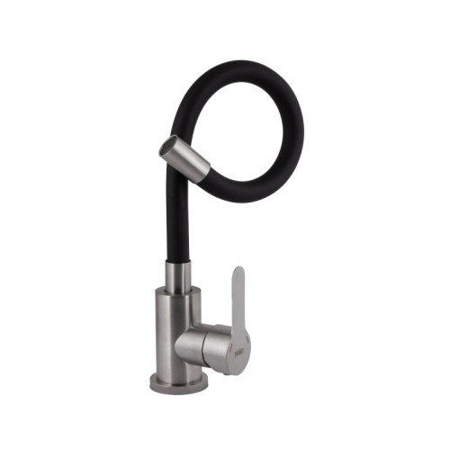 Смеситель для кухни Brinex Pure 015F3 с гибким изливом Nickel/Black BRIPUR015F3NKB Смеситель для кухни Brinex Pure 015F3 с гибким изливом Nickel/Black BRIPUR015F3NKB