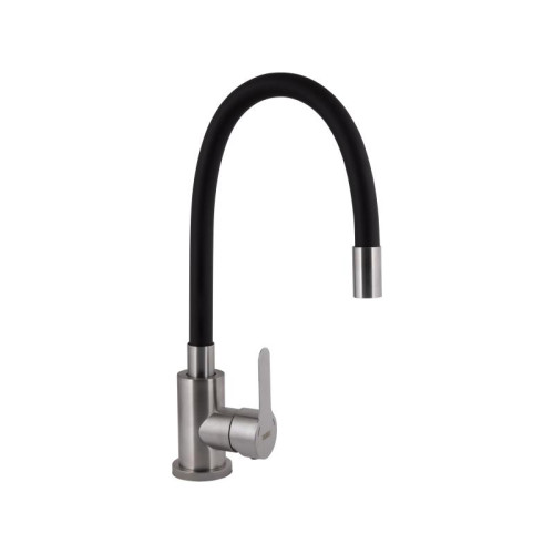 Смеситель для кухни Brinex Pure 015F3 с гибким изливом Nickel/Black BRIPUR015F3NKB Смеситель для кухни Brinex Pure 015F3 с гибким изливом Nickel/Black BRIPUR015F3NKB
