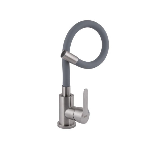 Смеситель для кухни Brinex Pure 015F3 с гибким изливом Nickel/Grey BRIPUR015F3NKG Смеситель для кухни Brinex Pure 015F3 с гибким изливом Nickel/Grey BRIPUR015F3NKG