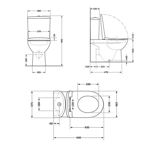 Унитаз напольный Qtap Jay Ultra Quiet с сидением Soft-close 640x360x835 мм QT07222175TW White