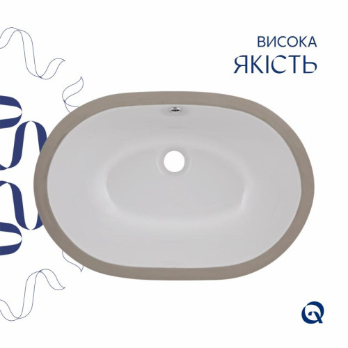 Комплект Qtap Stork: Раковина врезная овальная 570x390x210 мм White + Донный клапан PU02O Комплект Qtap Stork: Раковина врезная овальная 570x390x210 мм White + Донный клапан PU02O