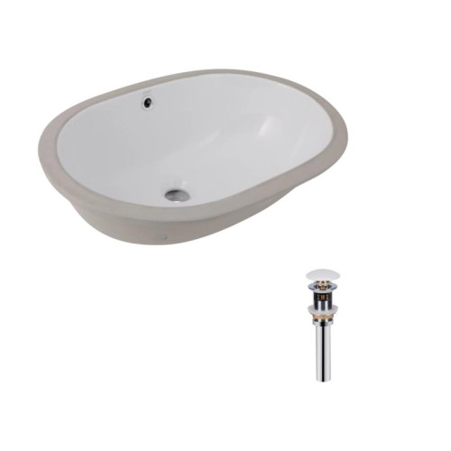 Комплект Qtap Stork: Раковина врезная овальная 570x390x210 мм White + Донный клапан PU02O Комплект Qtap Stork: Раковина врезная овальная 570x390x210 мм White + Донный клапан PU02O