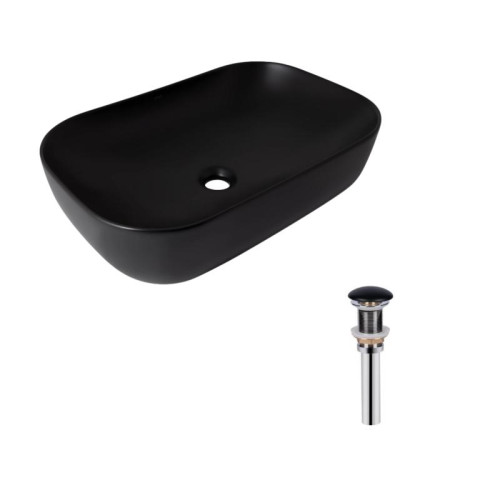 Комплект Qtap Robin: Раковина накладная прямоугольная 600x390x150 мм Matt Black + Донный клапан PU03 Комплект Qtap Robin: Раковина накладная прямоугольная 600x390x150 мм Matt Black + Донный клапан PU03
