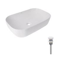 Комплект Qtap Robin: Раковина накладная прямоугольная 600x390x150 мм White + Донный клапан PU02