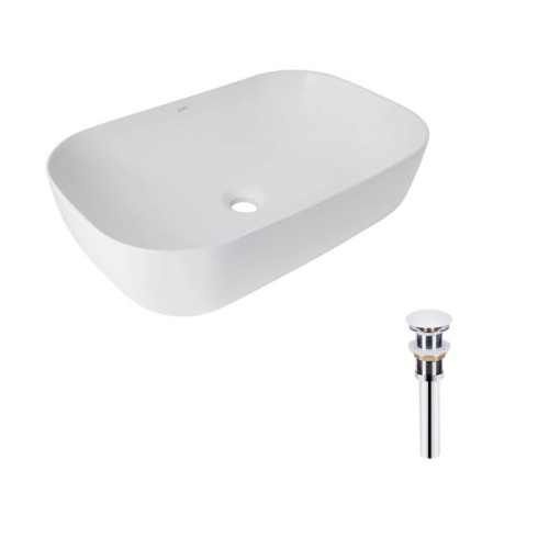 Комплект Qtap Robin: Раковина накладная прямоугольная 600x390x150 мм White + Донный клапан PU02 Комплект Qtap Robin: Раковина накладная прямоугольная 600x390x150 мм White + Донный клапан PU02